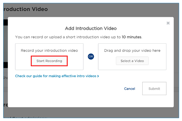 Start Recording button.